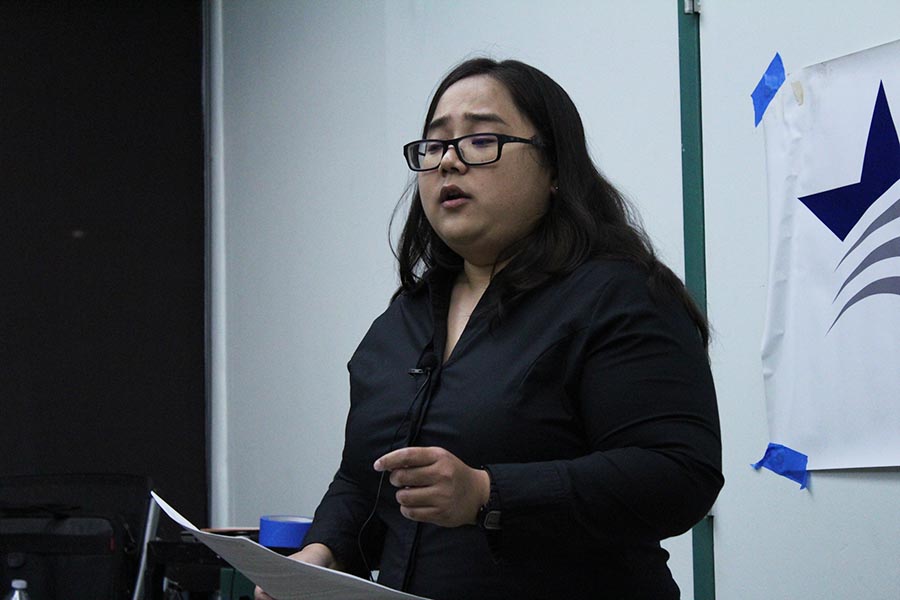 Corie Tanida gives press conference at University of Mānoa to address concerns on Automatic Voter Registration.