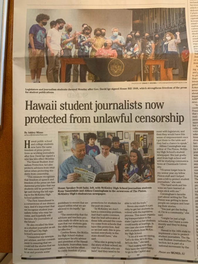 Hawaii Student Journalism Protection Act Signed Into Law